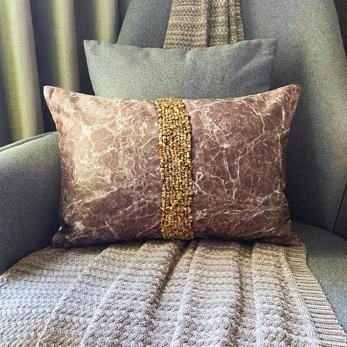 Jasper Touchstones - Brown Suede Lumbar Pillow Cover