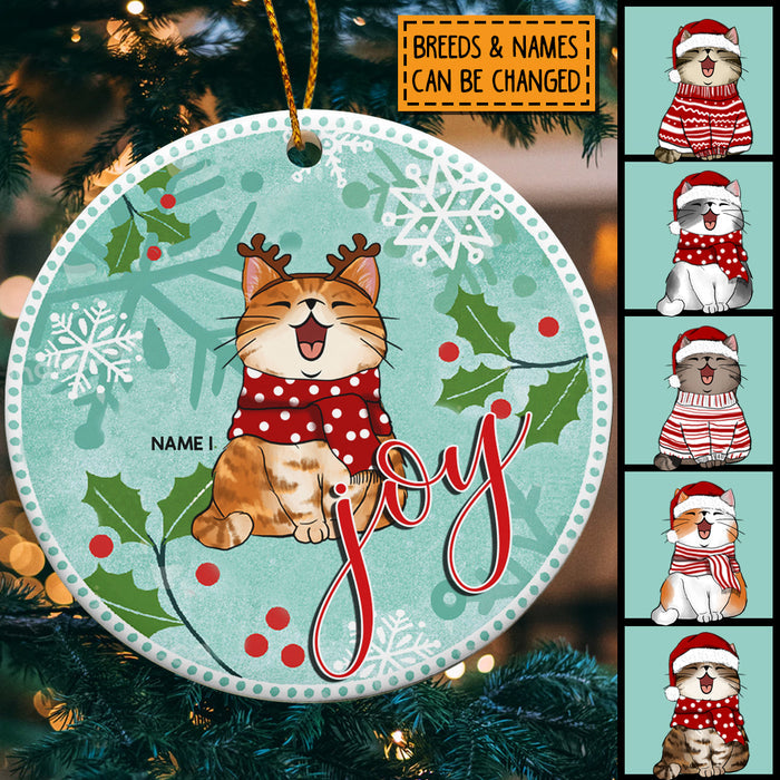Joy - Bluetone - Personalized Cat Christmas Ornament