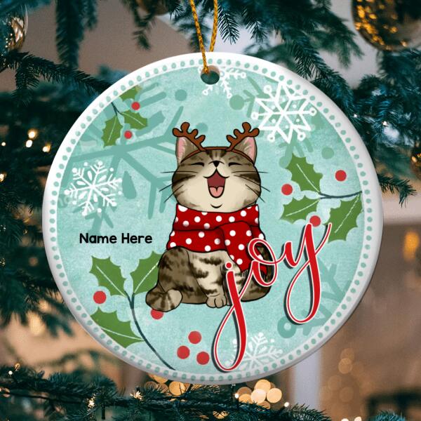 Joy - Bluetone - Personalized Cat Christmas Ornament