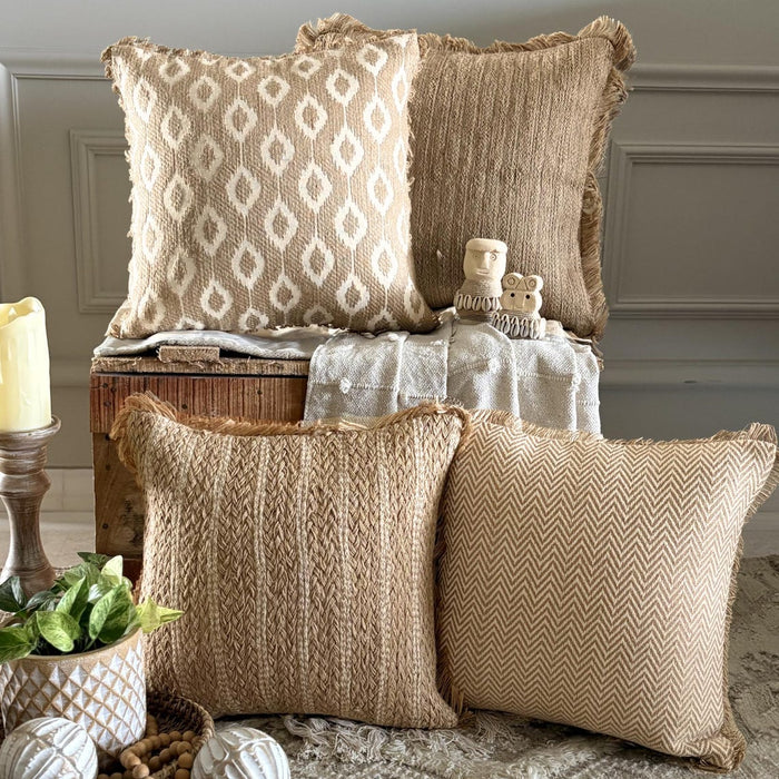 Jute appeal - Beige Jute Decorative Euro Sham