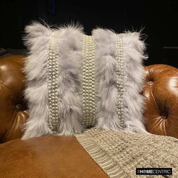 Kitty Fur - Grey Silk Decorative Throw Pillow Cover