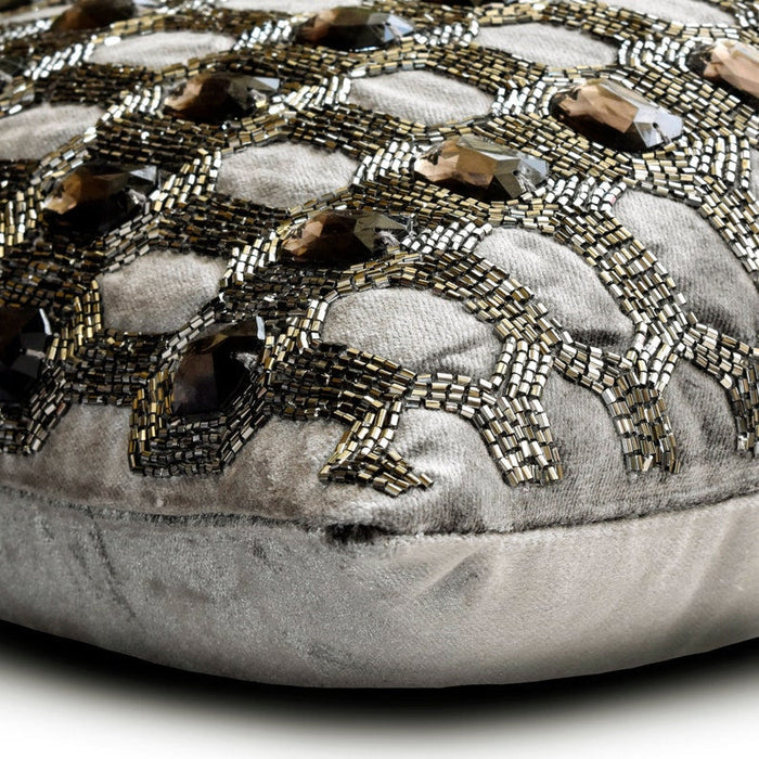 Kohinoor - White & Silver Silk Throw Pillow Cover