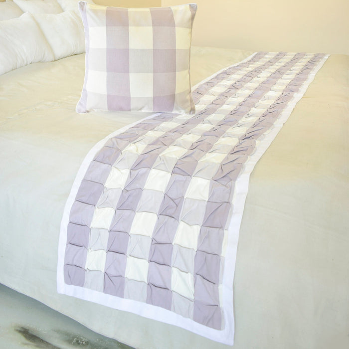 Lavender Plaid Knots Decorative Bed Runner and Pillow Cover
