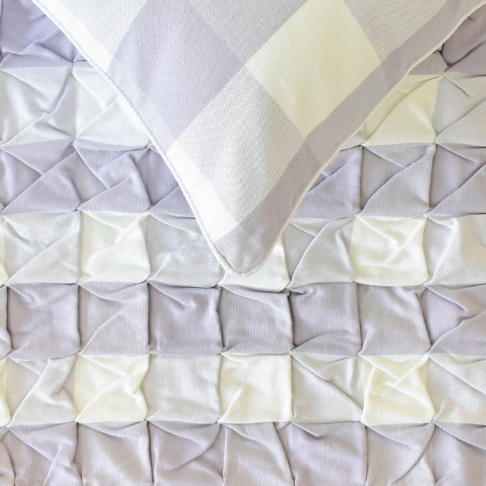 Lavender Plaid Knots - Cotton Lavender Decorative Bed Runner and Pillow Cover