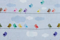 Light Blue Cute Birds Kids Printed Cotton Curtain Panels