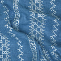 Light Blue, White Cotton Embroidered Fabric by the Yard