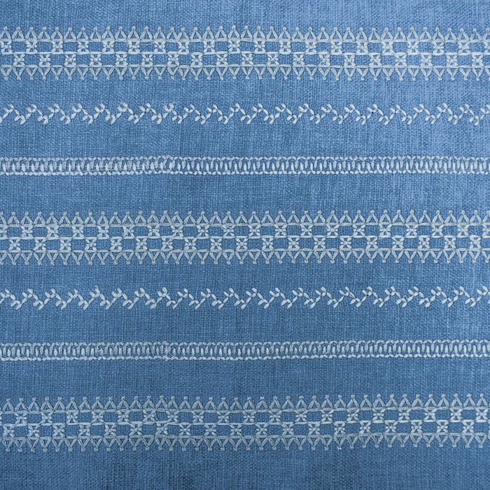 Light Blue, White Cotton Embroidered Fabric by the Yard