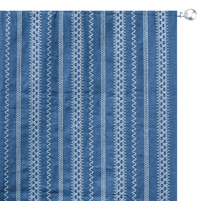Light Blue, White Cotton Embroidered Fabric by the Yard