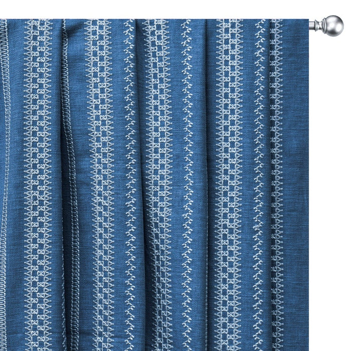 Light Blue, White Cotton Embroidered Fabric by the Yard