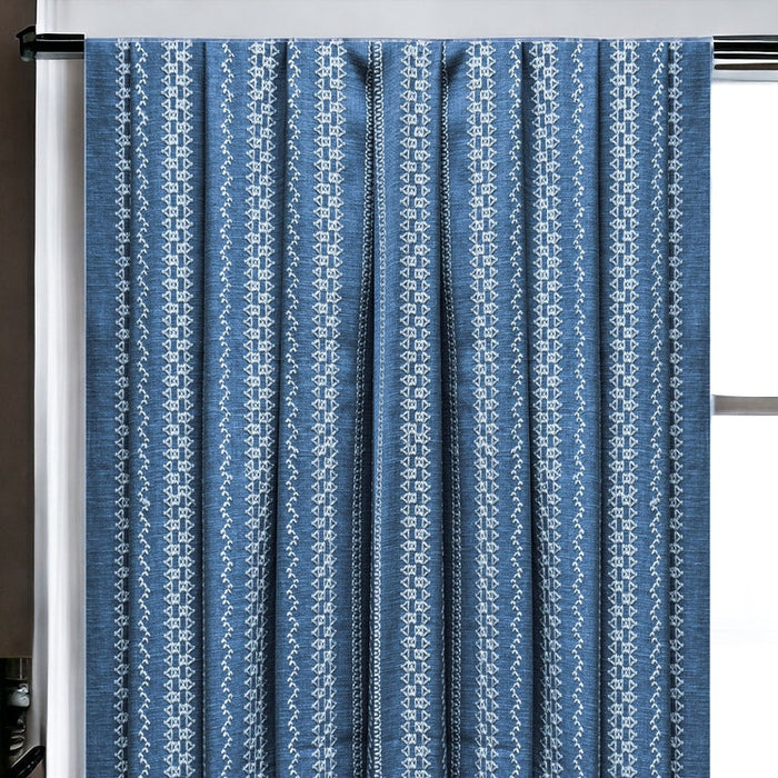 Light Blue, White Cotton Embroidered Fabric by the Yard