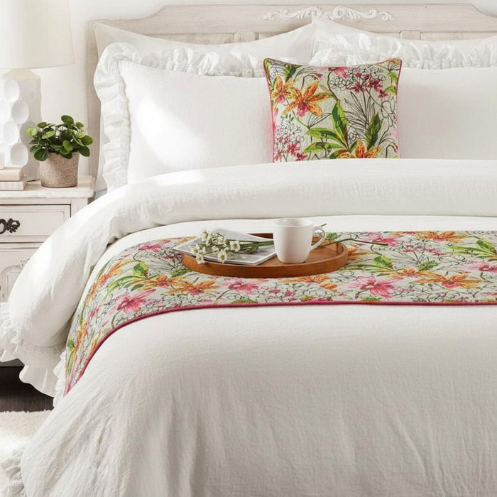 Lily Haven - Cotton Pink Decorative Bed Runner and Pillow Cover