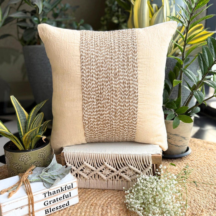 Linen Memories - Natural Beige Cotton Linen Throw Pillow Cover