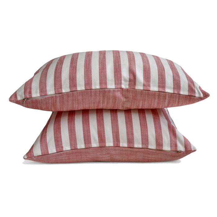 Lush Lines Red - Red Cotton Decorative Lumbar Pillow Cover