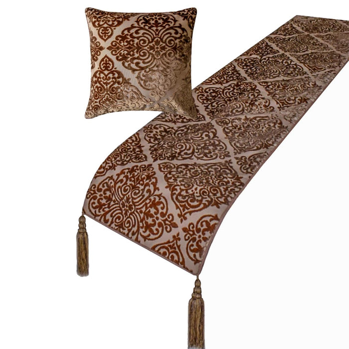 Mabel Brown Decorative Bed Runner and Pillow Cover