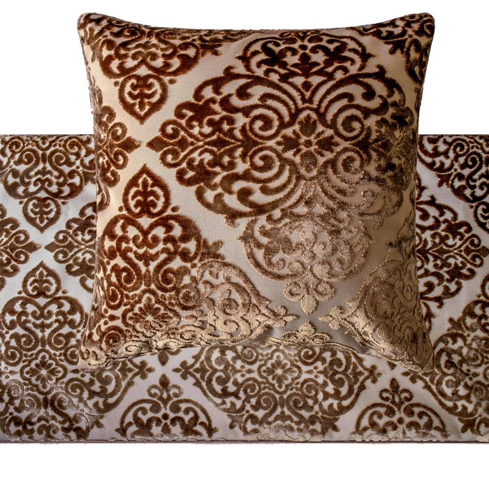 Mabel Brown - Velvet Brown Decorative Bed Runner and Pillow Cover