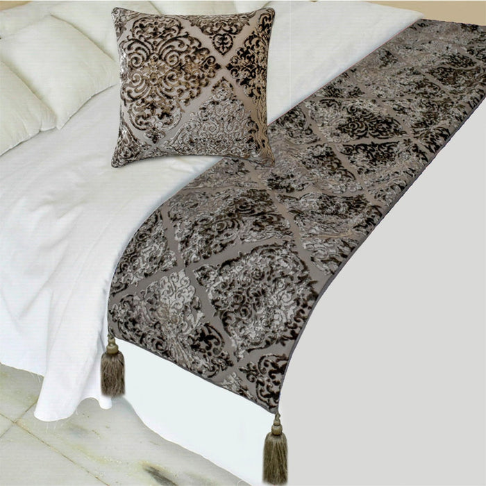 Mabel Gray Decorative Bed Runner and Pillow Cover