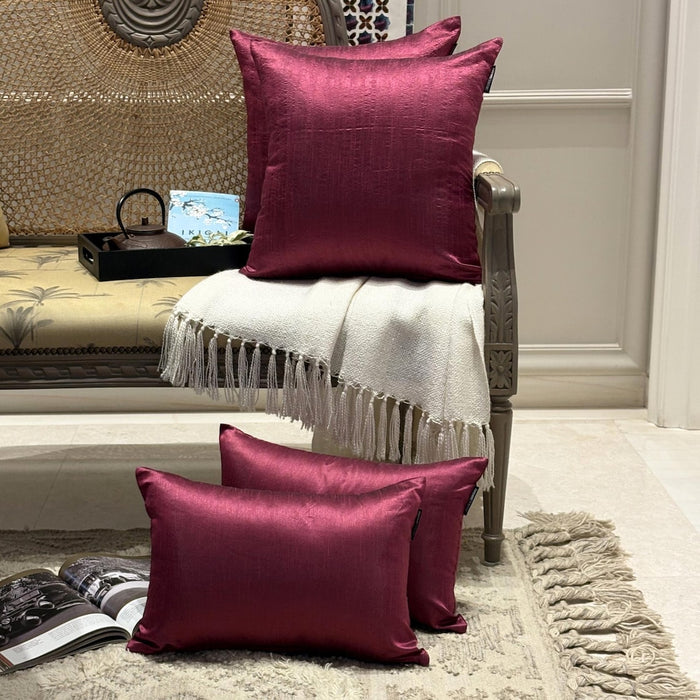 Magenta Luxury Pack of 2 - Magenta Art Silk Throw Pillow Cover
