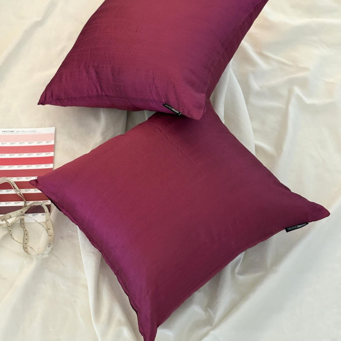 Magenta Luxury Pack of 2 - Magenta Art Silk Throw Pillow Cover
