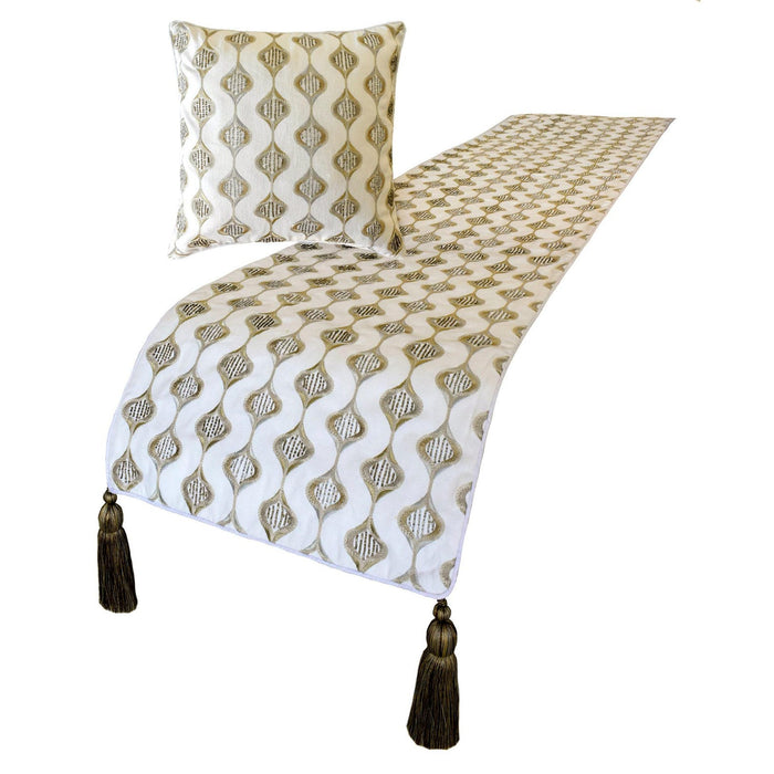 Mahsa - Linen Beige Decorative Bed Runner and Pillow Cover
