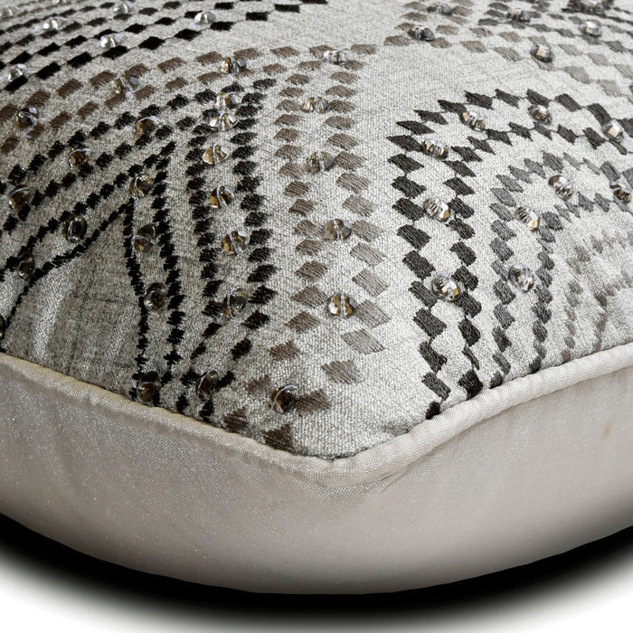 Majestic Glory - Grey Jacquard Throw Pillow Cover