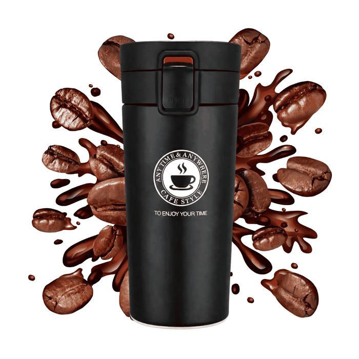 Matte Black Coffee Tumbler 400ml Side Angle
