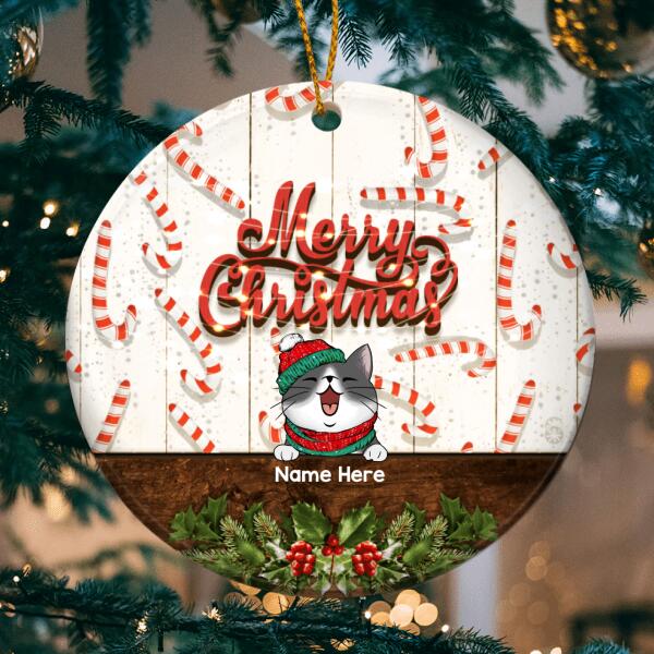 Merry Christmas - Candy Christmas Print - Personalized Cat Christmas Ornament