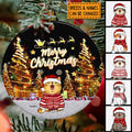Merry Christmas - Gold Neon Light On Christmas Trees - Personalized Cat Christmas Ornament