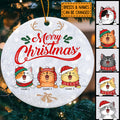 Mery Christmas - White Snowflake Background - Personalized Cat Christmas Ornament