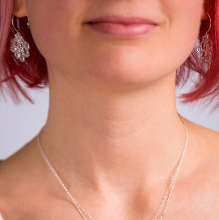 Metallic Lace and Sterling Silver Drop Earrings