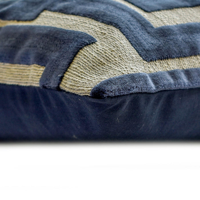 Midnight Maze - Blue Velvet Throw Pillow Cover