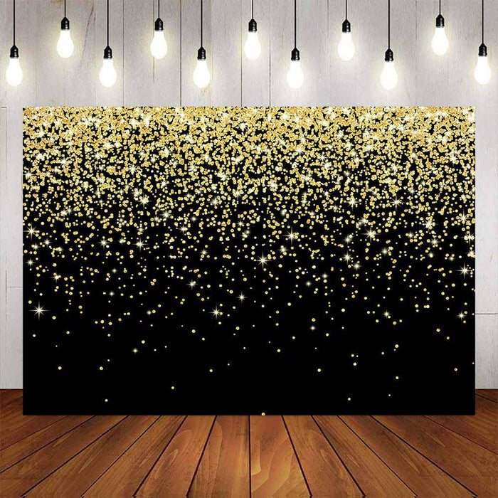 Mocsicka Black and Golden Dots Theme Party Backdrop