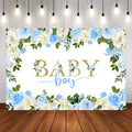 Mocsicka Blue and White Flowers Boy Baby Shower Backgrounds-Mocsicka Party