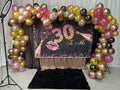 Mocsicka Champagne Pink Lips Happy 30th Birthday Backgrounds-Mocsicka Party