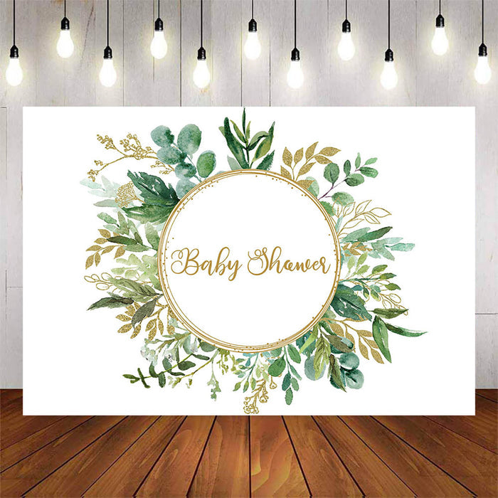 Mocsicka Green and Gold Leaves Baby Shower Party Decor-Mocsicka Party