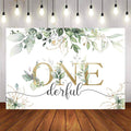 Mocsicka Green Leaves Happy 1st Birthday Party Backdrop-Mocsicka Party
