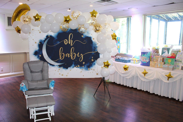 Mocsicka Moon and Gold Stars Oh Baby Shower Party Banners-Mocsicka Party