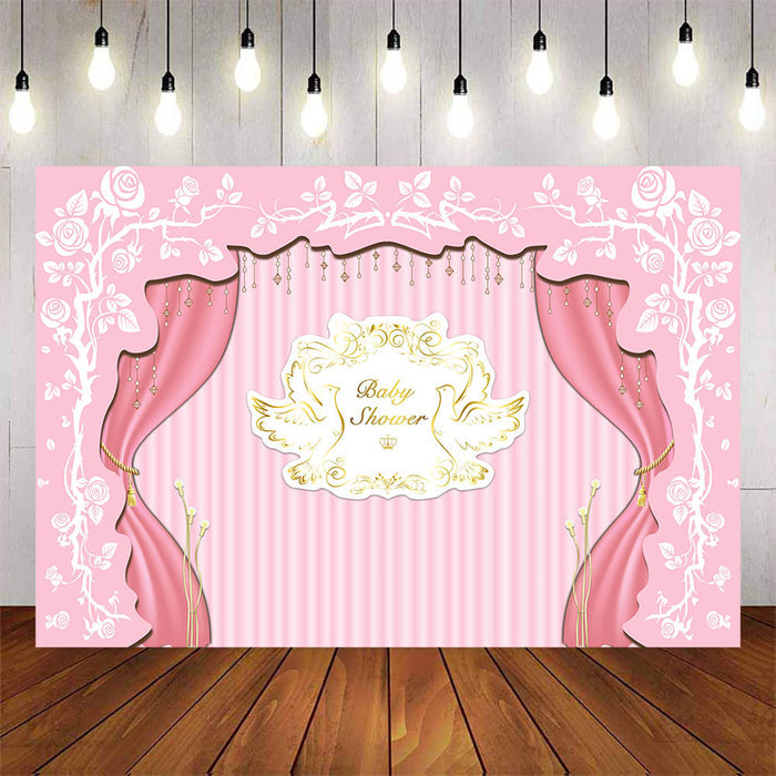 Mocsicka Peace Dove and Wreath Baby Shower Backdrop-Mocsicka Party