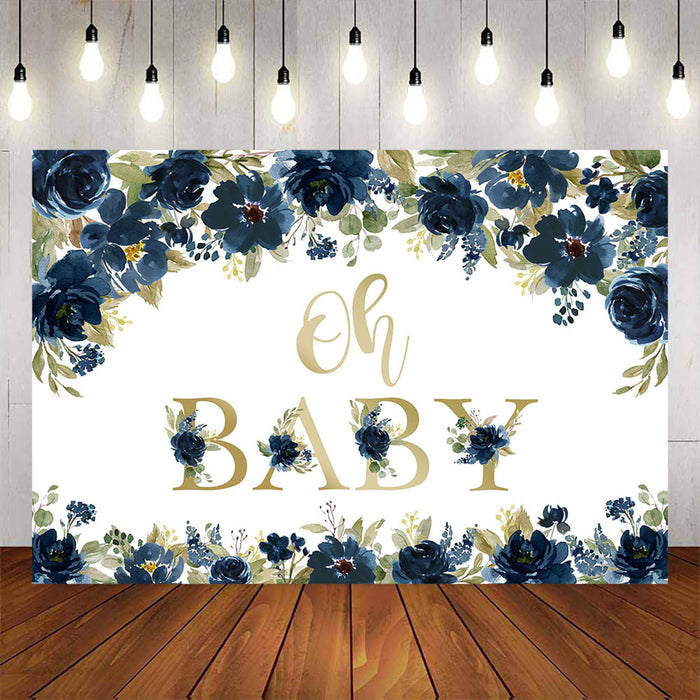 Mocsicka Pink Flowers Oh Baby Shower Background-Mocsicka Party