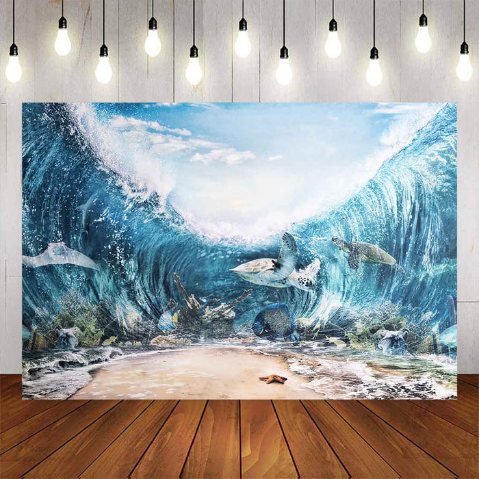 Mocsicka Undersea Animals and Waves Photo Background-Mocsicka Party