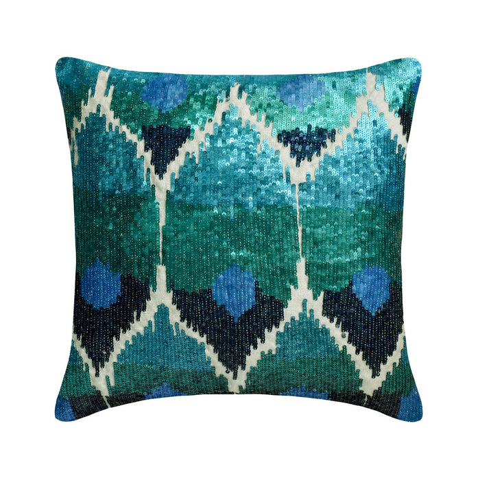 Mora - Blue Silk Throw Pillow Cover