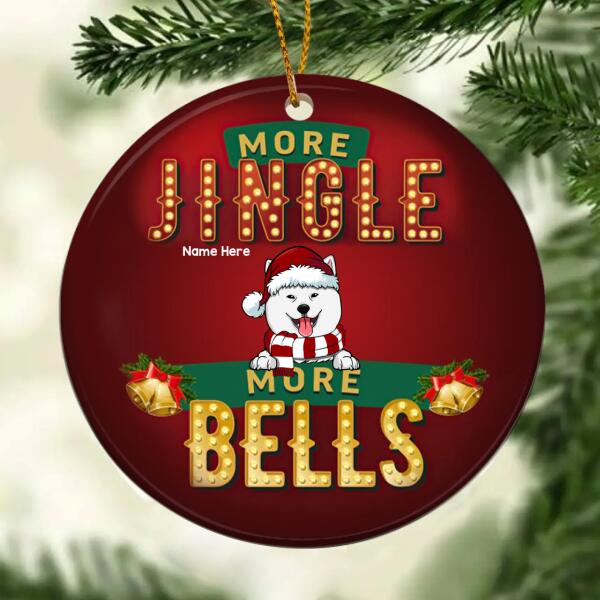 More Jingle More Bells - Red Background - Personalized Dog Christmas Ornament