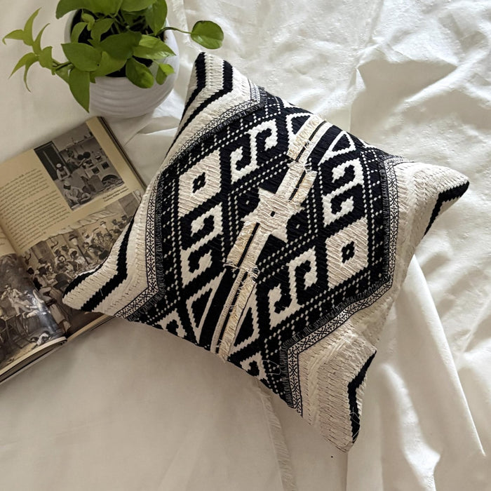Moroccan Lounge - Black & Ivory Cotton Decorative Euro Sham