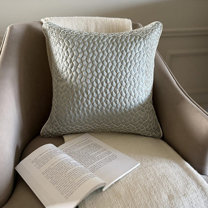 Mosaic Mood Blue - Blue Jacquard Throw Pillow Cover