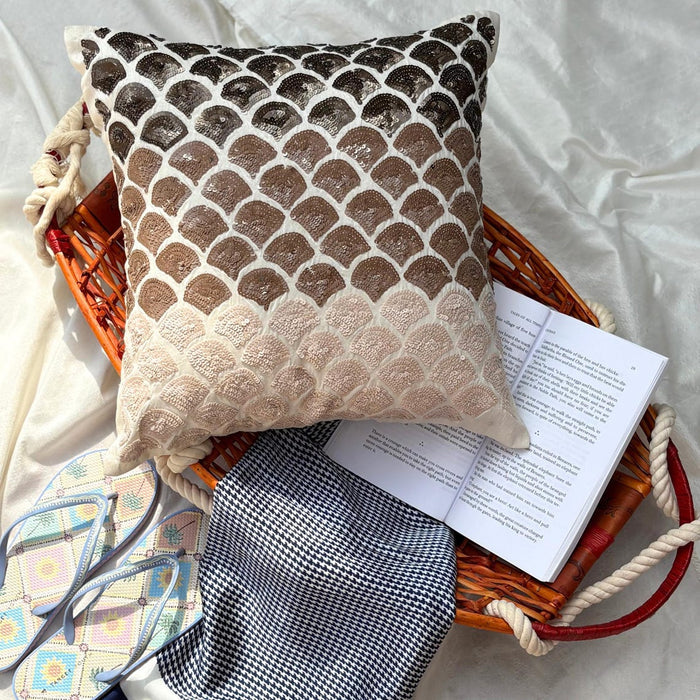 Mountain Journey Beaded Throw Pillow Cover
