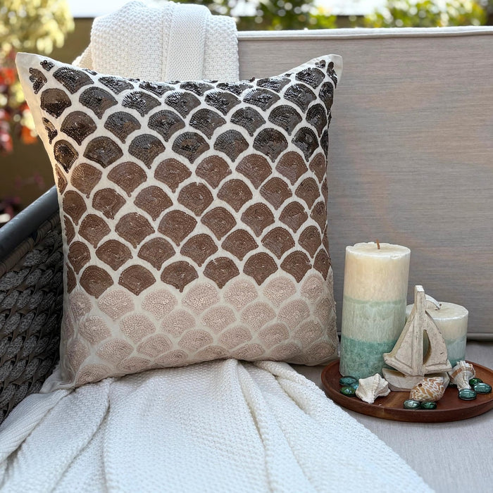 Mountain Journey - Brown Art Silk Throw Pillow Cover