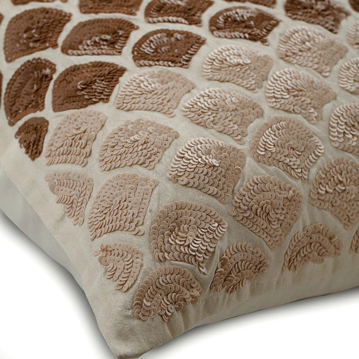 Mountain Journey - Brown Art Silk Throw Pillow Cover