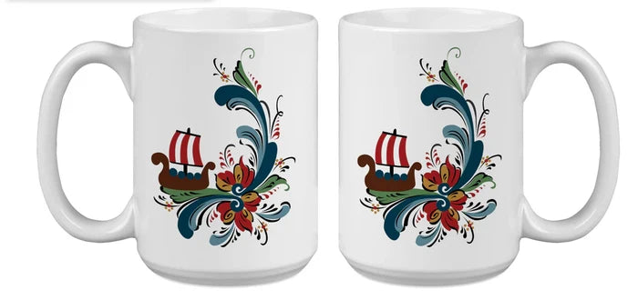 Mug Rosemaling Viking Ship