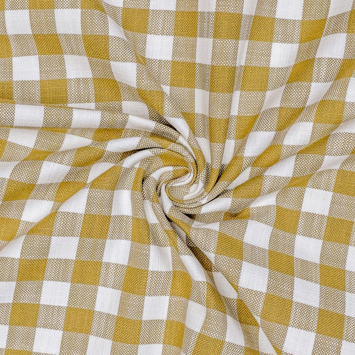 Mustard Yellow Gingham Checks Cotton Fabric