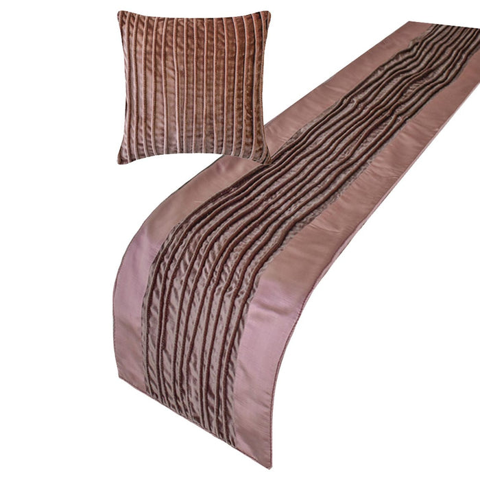 Mystic Mauve - Velvet Mauve Decorative Bed Runner and Pillow Cover