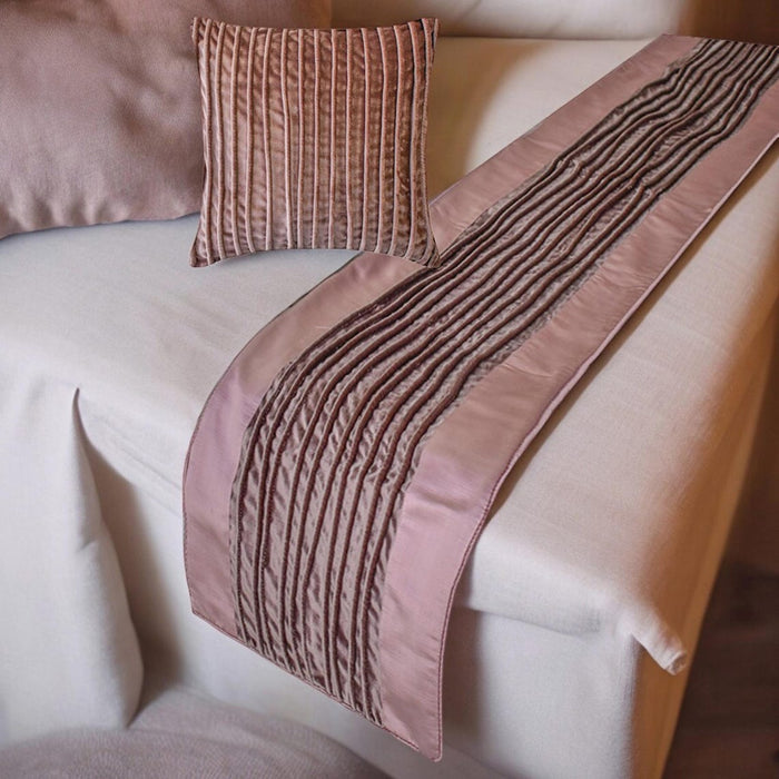 Mystic Mauve - Velvet Mauve Decorative Bed Runner and Pillow Cover